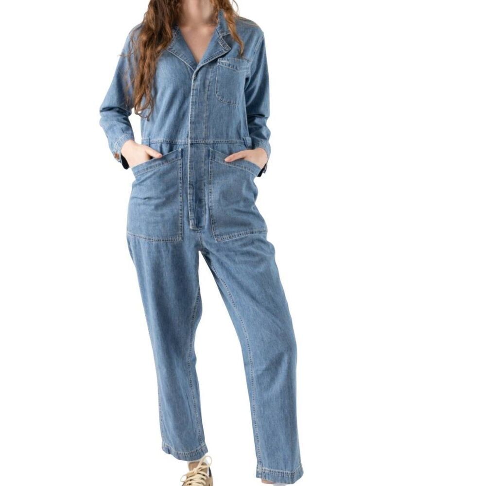 Alex Mill Jumpsuit Women's XS Blue Standard Denim Long Sleeve Utility Workwear